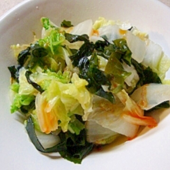 白菜とわかめのピリ辛レンジ煮